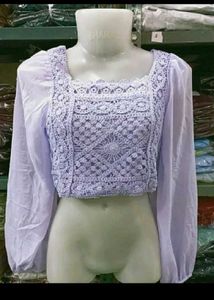 Beautiful❤️Crochet Top with Balloon Sleeves