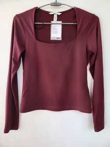 H&M Square Neck Burgundy Top/Size-S