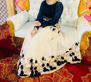 Ethnic Gown With Flairs And Butterfly Flowers