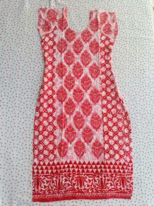 Red & White Printed Kurta L Size