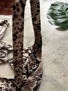 Snakeskin Print Bikini Top