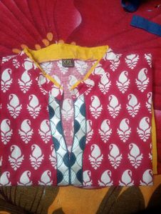 Red &amp; Yellow Print Tunic Top