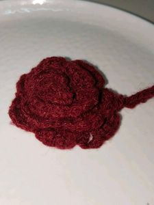 HANDMADE BAG CHARM Burgundy Crochet Rose