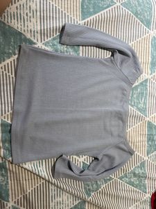 off shoulder  Blue Crop Top