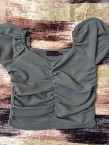 Cute Puff Sleeve Crop Top