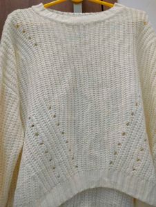 White Knit Cropped Sweater