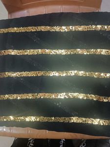 Black &amp; Gold Striped Saree