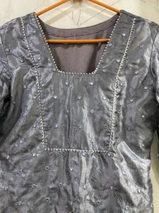Grey Embellished Kurti
