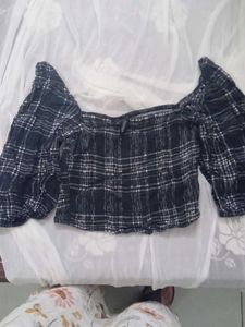 Plaid Off-Shoulder Top