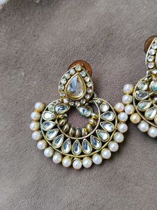 Pearl &amp; Stone Statement Earrings