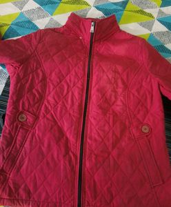 Red Quilted Zip-Up Jacket