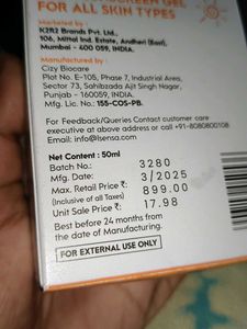 Lsensa New Sunscreen With SPF 50 PA+++
