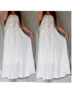 White Lace Strapless Maxi Dress