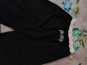 Baggy Black Pants with Lace Trim