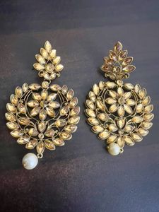 Golden chandbalis with pearl for ethnic attire