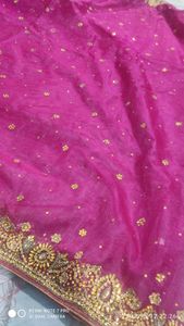 Rani pink saree.(ONLY CASH)