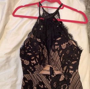 Back Floral Lace Asymmetrical Dress