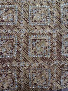 Embroidered Golden brown sari