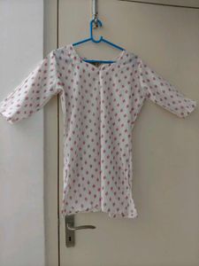 White And Pink Short Kurti For Daily Wear