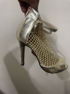 Glamorous Golden Mesh Heels