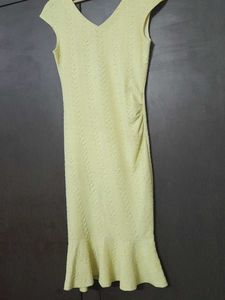 Yellow Knit Ruffle Hem Dress