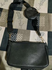 Black Shoulder Bag with Coin Purse