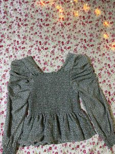 Green Floral Top With New Condition