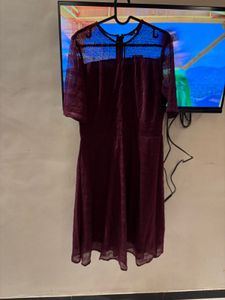 Xxl Elegant Burgundy Lace Dress