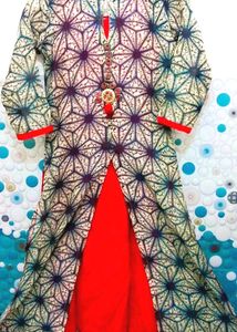 Designer Silk Kurti With Rayon Red Inner