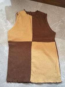 Brown Colorblock Tank Top