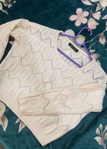 White Knit Pullover Sweater