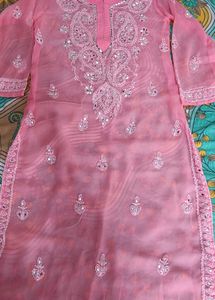 Pink Embroidered Kurti