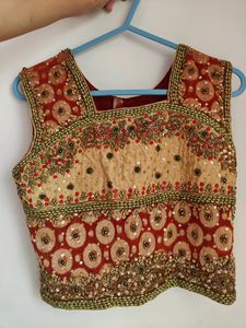 Maroon And Cream Lehenga Set (Women)