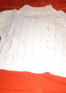 Women Woolen White Top For Winter&#39;s