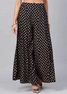 Juniper Black & Gold-Toned PrintedFlared Pallazo