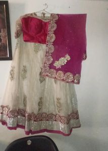 Women&#39;s Rose And cream Lengha choli
