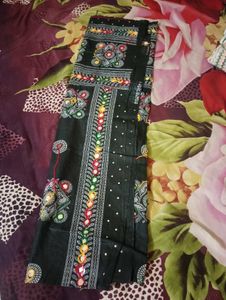 Free Gift Available Black cotton dupatta embroide