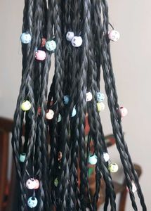 Six Braids with Colourful Stone Beads for Girls