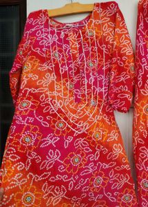 BANDHINI SALWAR KAMEEZ WITH GHOTA LACES ON NECK 😇