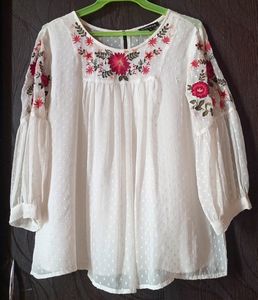 WOMAN WHITE EMBROIDERED TOP