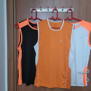 Set Of 3 Sleeveless Gym T-Shirts Size L