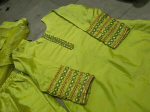Lime Green Embellished Salwar Kameez