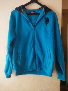 U.S. Polo Assn. Blue Zip-Up Hoodie Men /) Women