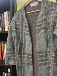 Stylish Plaid Long Cardigan