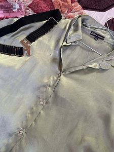 Silk green shirt for women