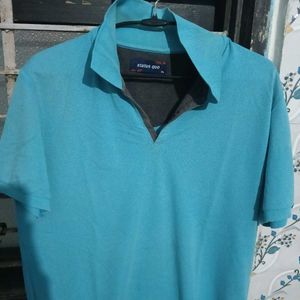 Blue Collared Short Sleeve Shirt