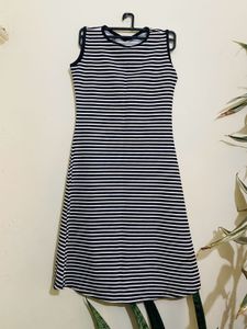 Black & White Striped Bodycon Dress For Women