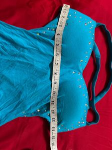 Teal Embellished Halter Top