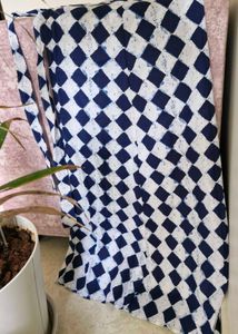 Indigo Wrap Around Skirt - Checkered