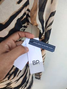 BP Beige Burnout Tiger Stripe Dress